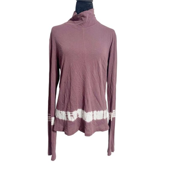 Raquel Allegra Size 3  Large Top Blouse Turtleneck Long Sleeve Acid Wash - Picture 1 of 7